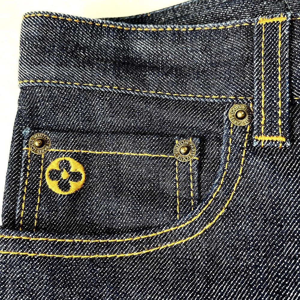 Auc Louis Vuitton Toile denim straight leg jeans - Picture 2 of 15